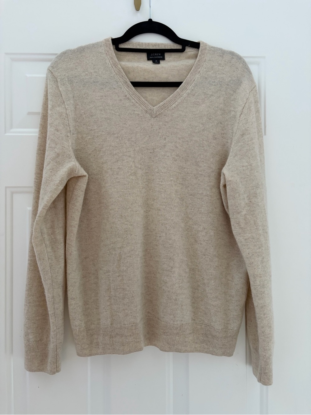 J. Crew Men's 100% Cashmere V-Neck Sweater in Oatmeal